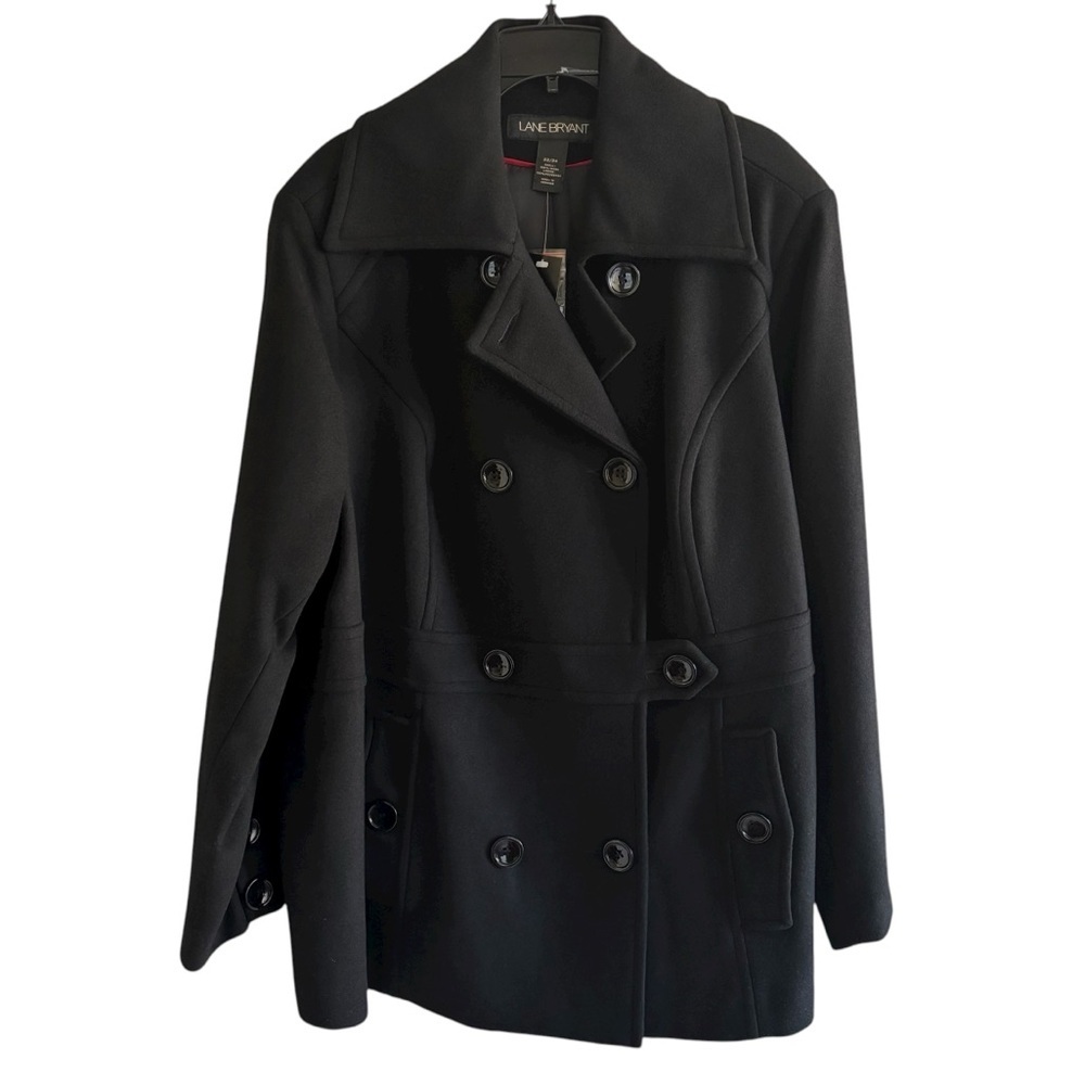 Lane Bryant 100% Wool Pea Coat Size 22/24 Double Breasted Lined Classic NWT